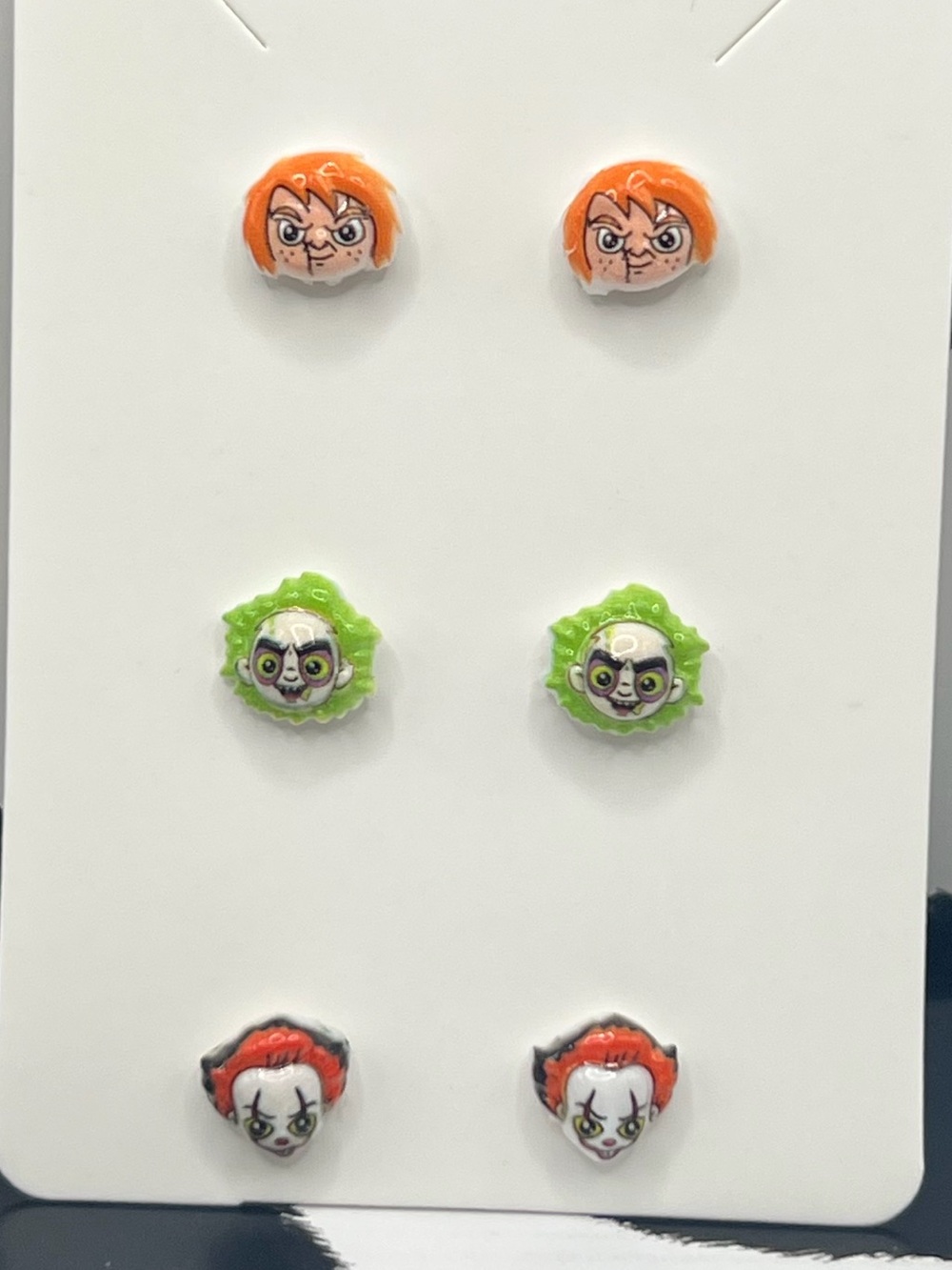 🪲 Halloween Character Stud Earring Set - Chucky, Beetlejuice, Pennywise 🤡🔪
